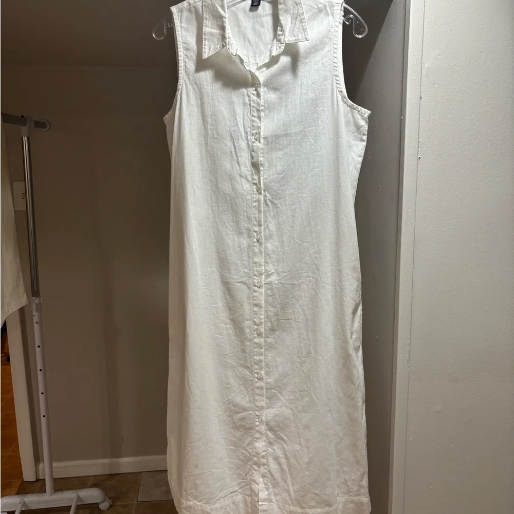Saks Fifth Avenue MIDI Button Down Collared Dress Size Small - Picture 3 of 9